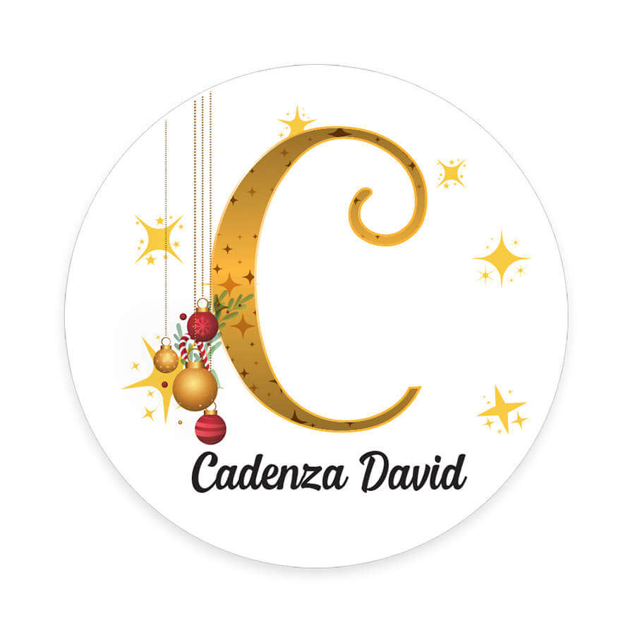 Personalised Christmas  Sticker - Round - Alphabet Santa