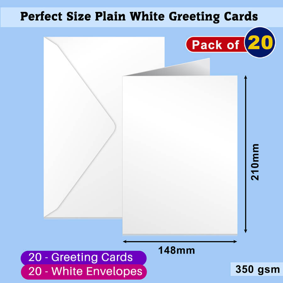 A5 Plain White Greeting Card with Envelopes