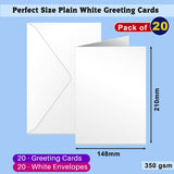 A5 Plain White Greeting Card with Envelopes