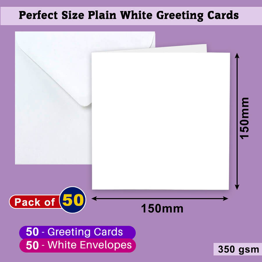 Plain White Uncoated Greeting Card with Envelopes