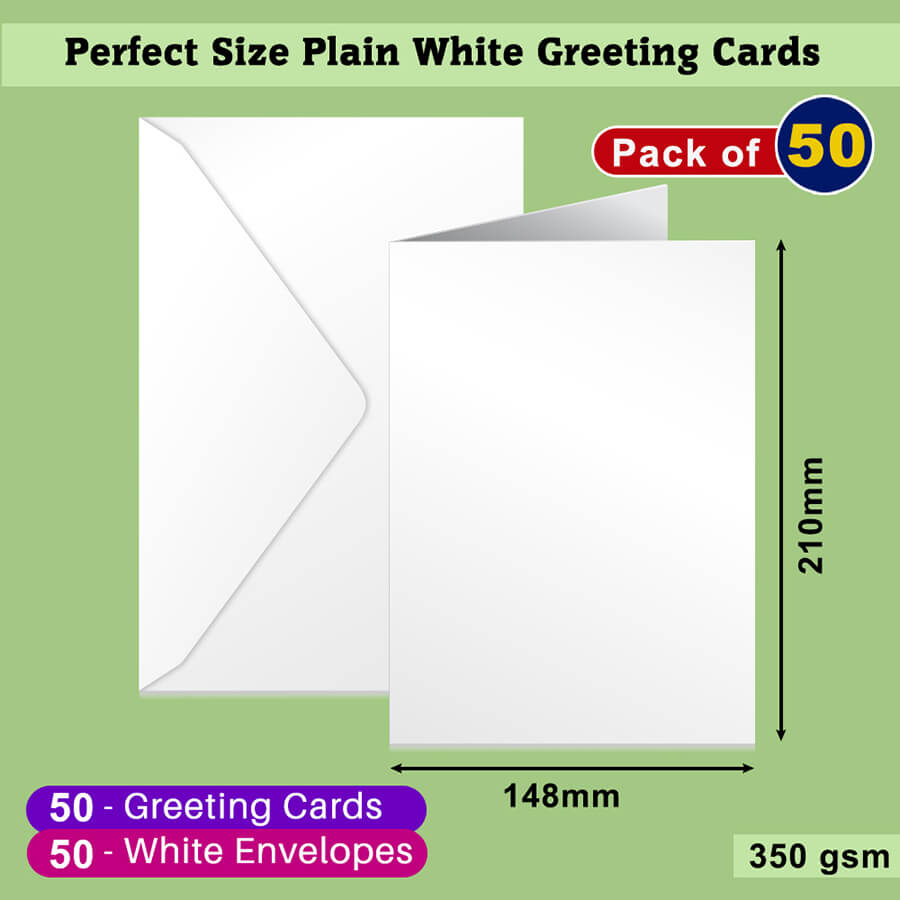 A5 Plain White Greeting Card with Envelopes