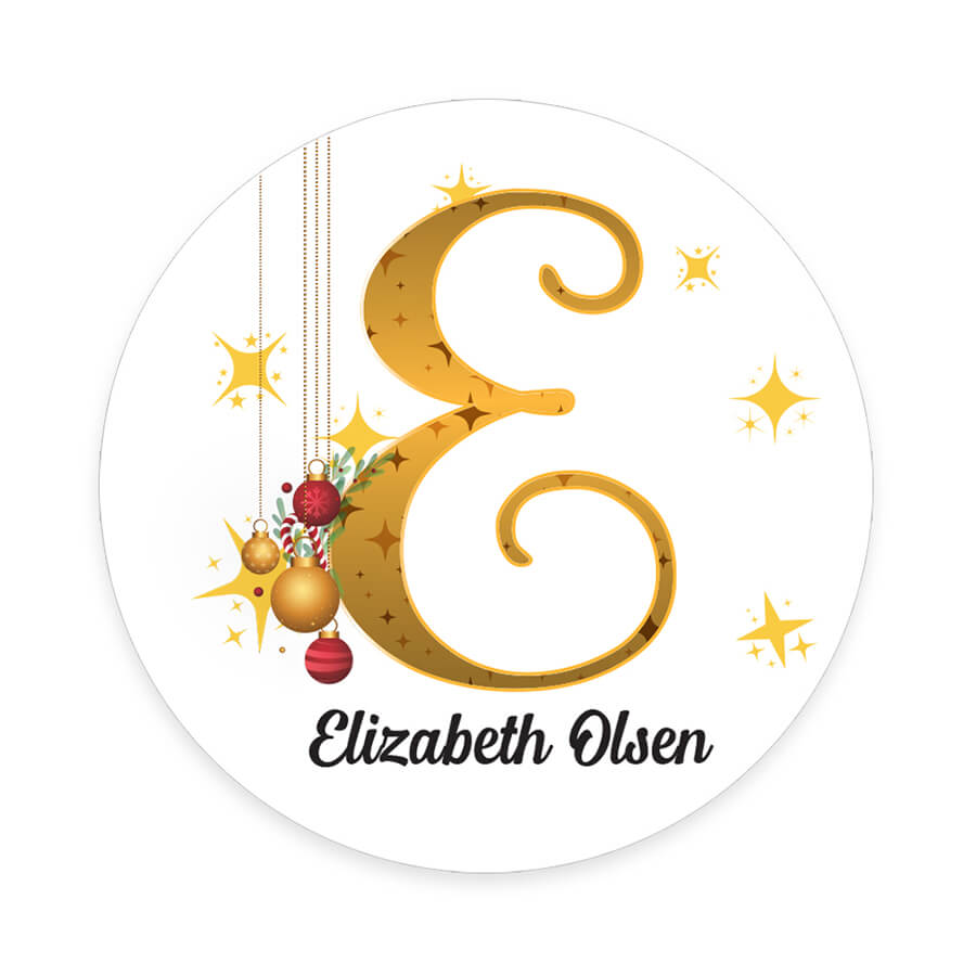 Personalised Christmas  Sticker - Round - Alphabet Santa