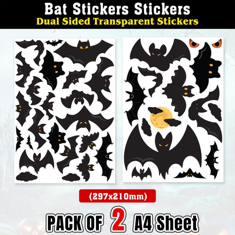 Flying Bat Halloween Window Stickers