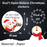 Decorative Do Not Open Until Christmas sticker on a gift box