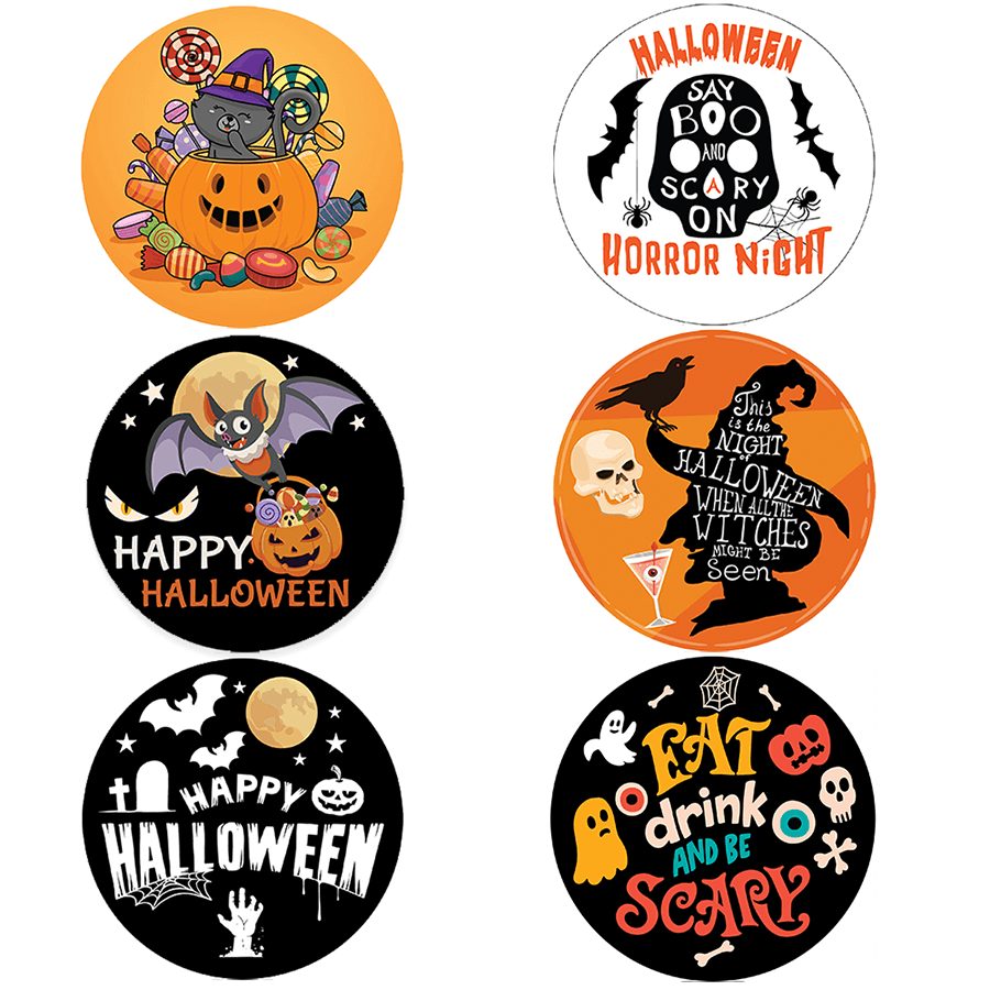 Skull & Witch Happy Halloween Stickers