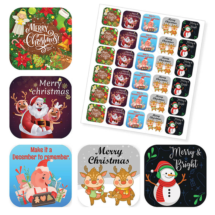 Festive Merry Christmas Labels