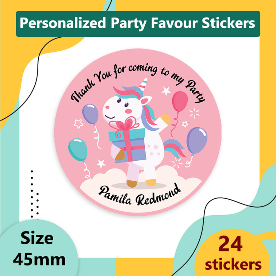 Personlised Unicorn Thank you For Coming To My Party Sticker