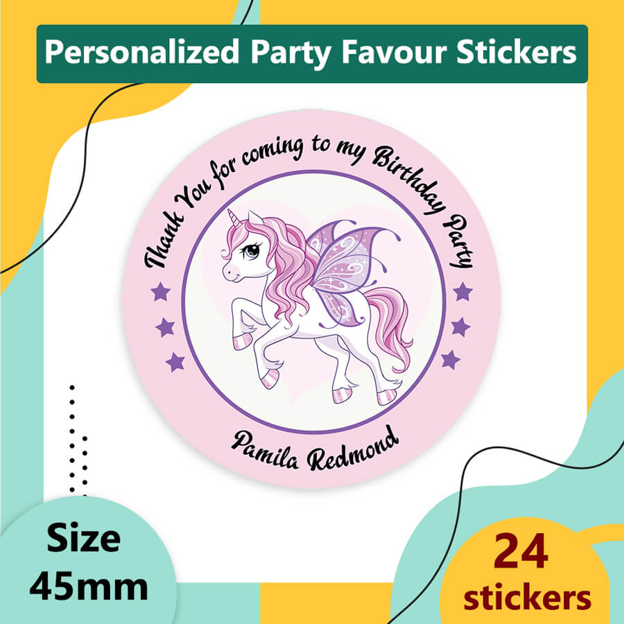 Personlised Unicorn Thank you For Coming To My Party Sticker