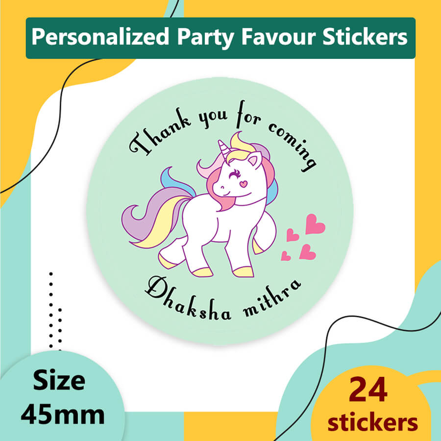 Personlised Unicorn Thank you For Coming To My Party Sticker