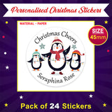Personalised Christmas Sticker - Round - Snowman