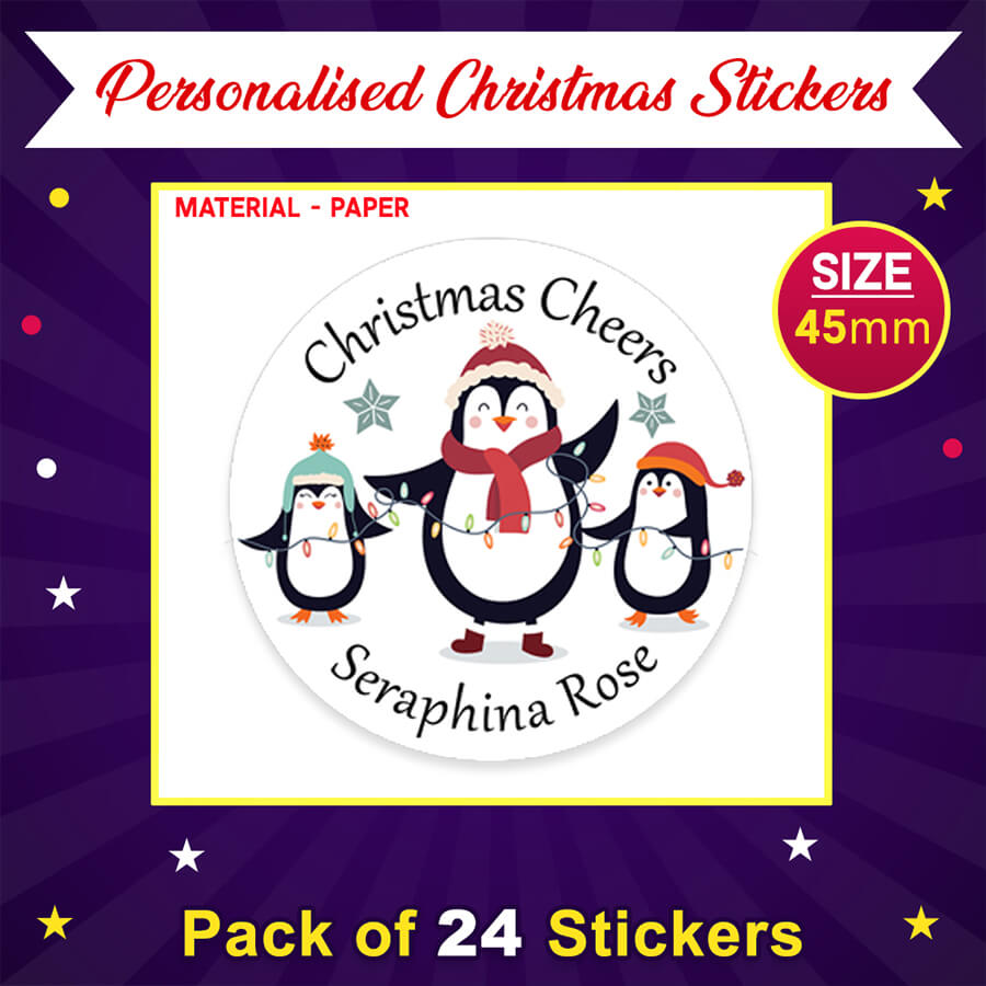 Personalised Christmas Sticker - Round - Snowman