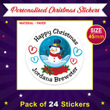 Personalised Christmas Sticker - Round - Snowman