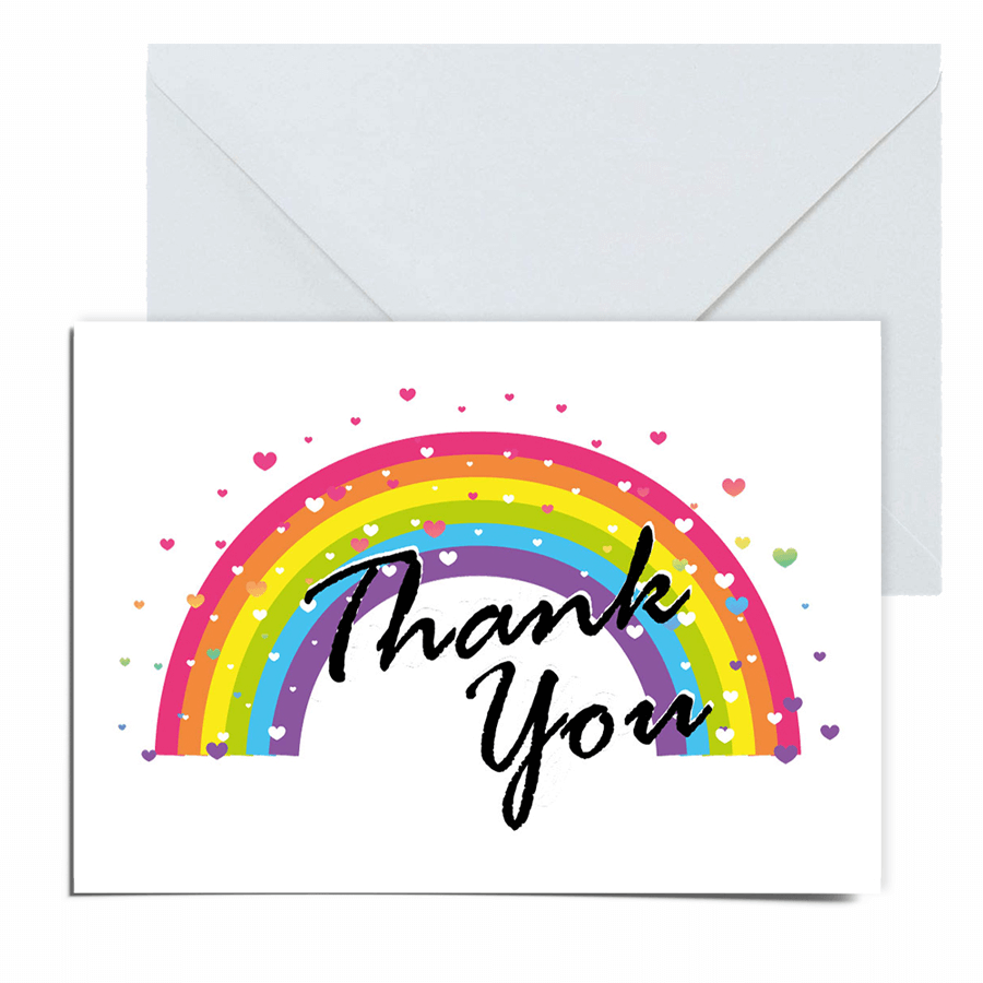 Rainbow Thank You Cards - Bulk Set with Colorful Designs and Envelopes