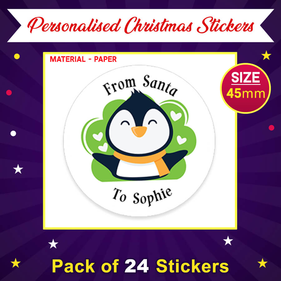 Personalised Christmas Sticker - Round - Snowman