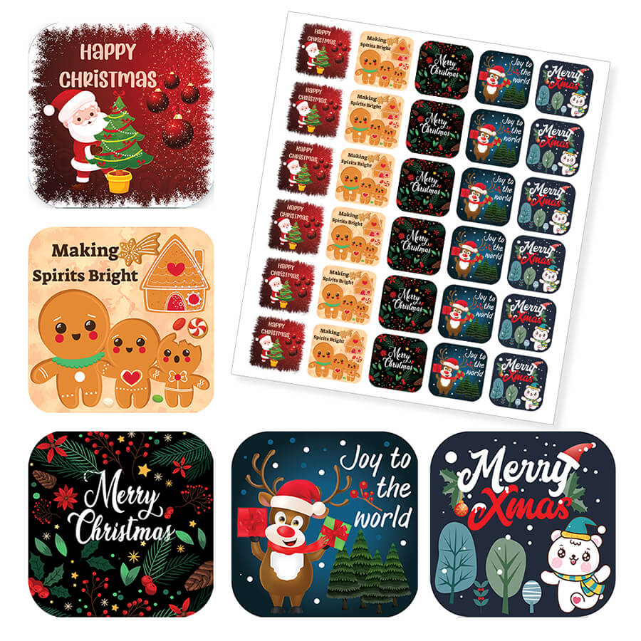 Charming Happy Christmas Vinyl Stickers