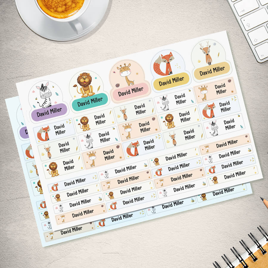Animal-themed name labels