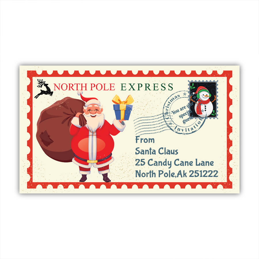 Christmas Stamp Sticker - Rectangle - North Pole