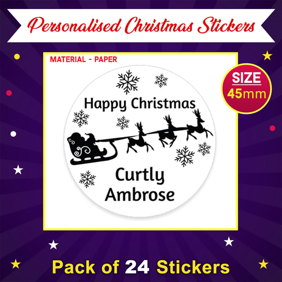 Personalised Christmas Sticker - Round - Snowman