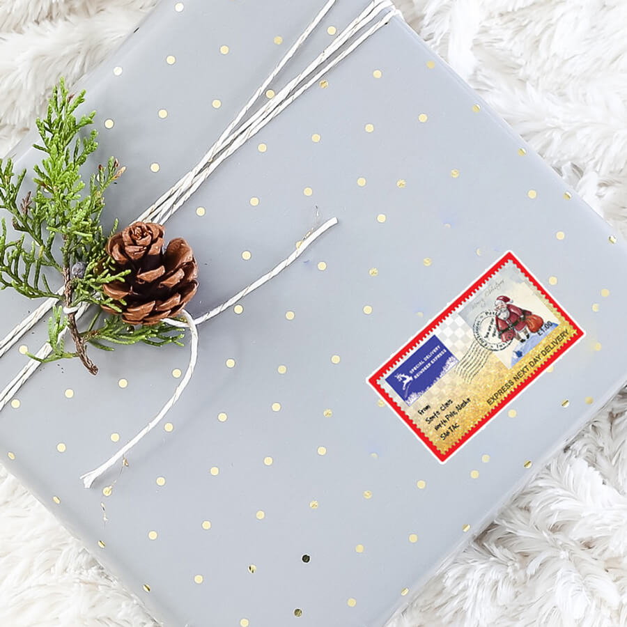 Christmas Stamp Sticker - Rectangle - North Pole