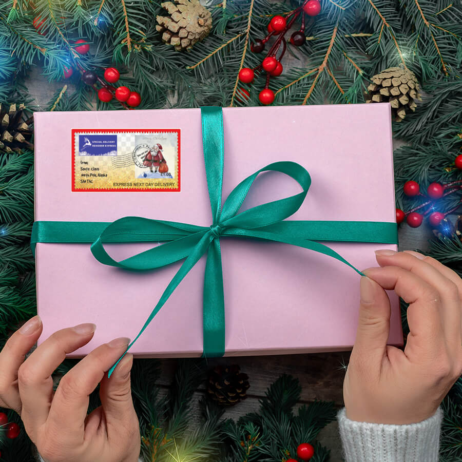 Christmas Stamp Sticker - Rectangle - North Pole