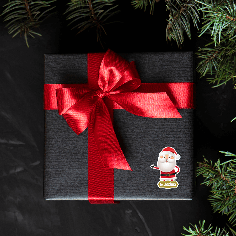 Personalised Christmas Sticker - Die Cut - Santa & Friends