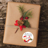 Close-up of Do Not Open Until Christmas holiday sticker