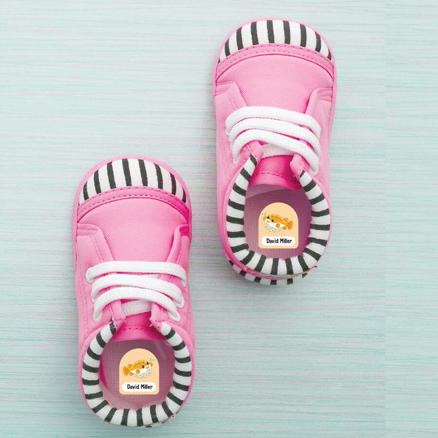 Fish shoe name label