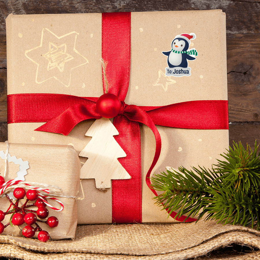 Personalised Christmas Sticker - Die Cut - Santa & Friends