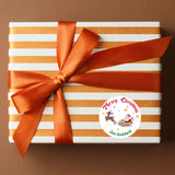Personalised Christmas Sticker - Round - Santa Sleigh