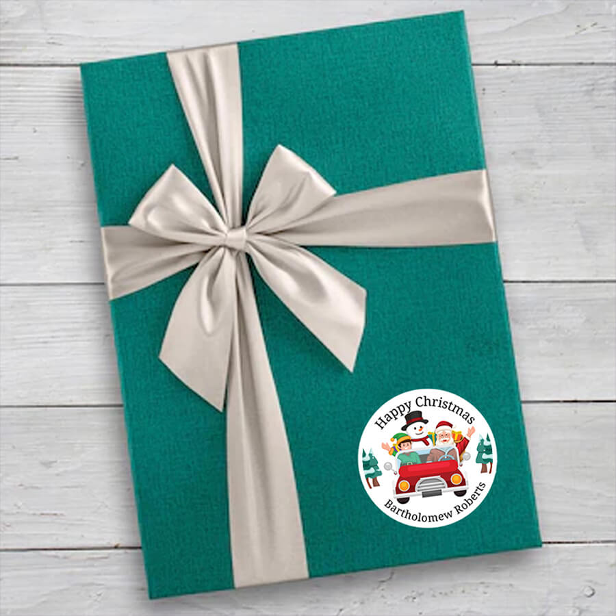 Personalised Christmas Sticker - Round - Snowman