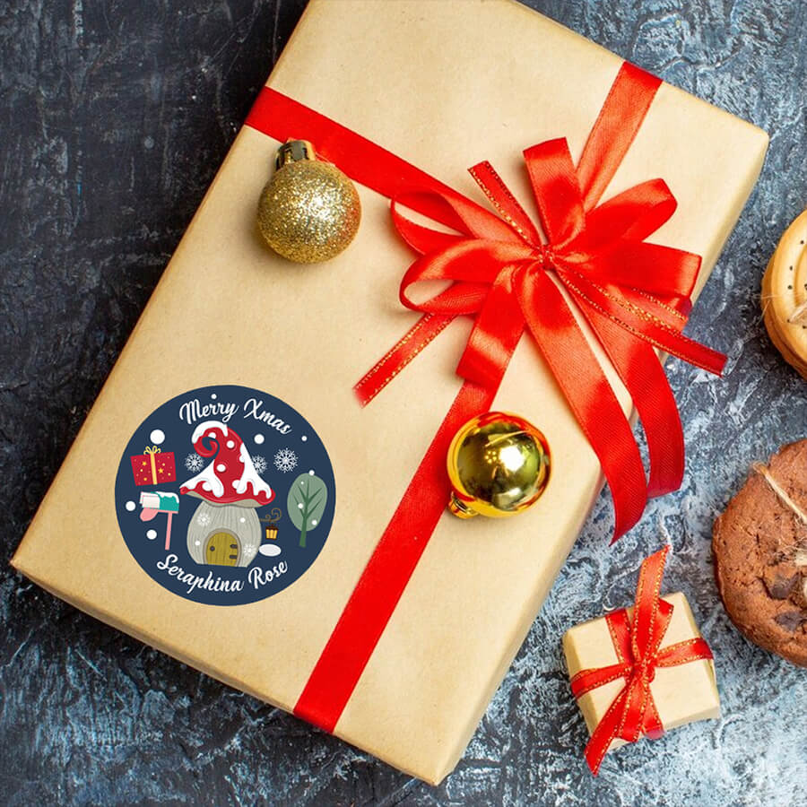Personalised Christmas  Sticker - Round - Gift Labels
