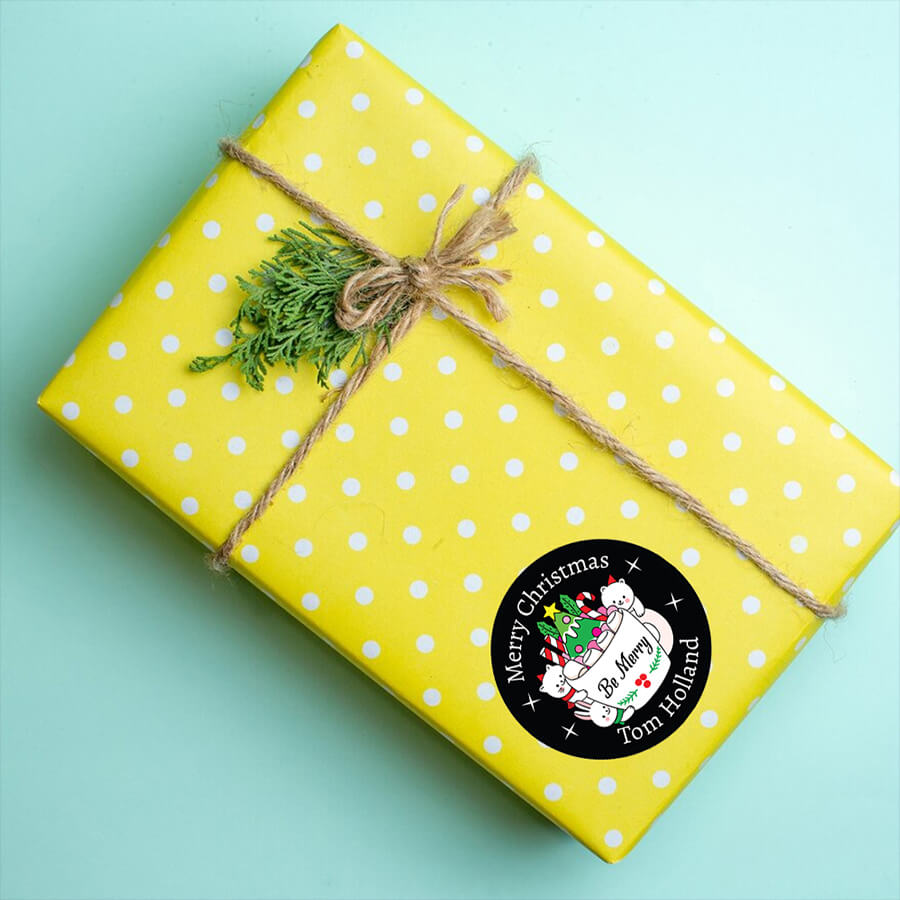 Personalised Christmas  Sticker - Round - Gift Labels