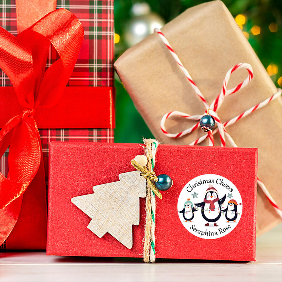 Personalised Christmas Sticker - Round - Snowman