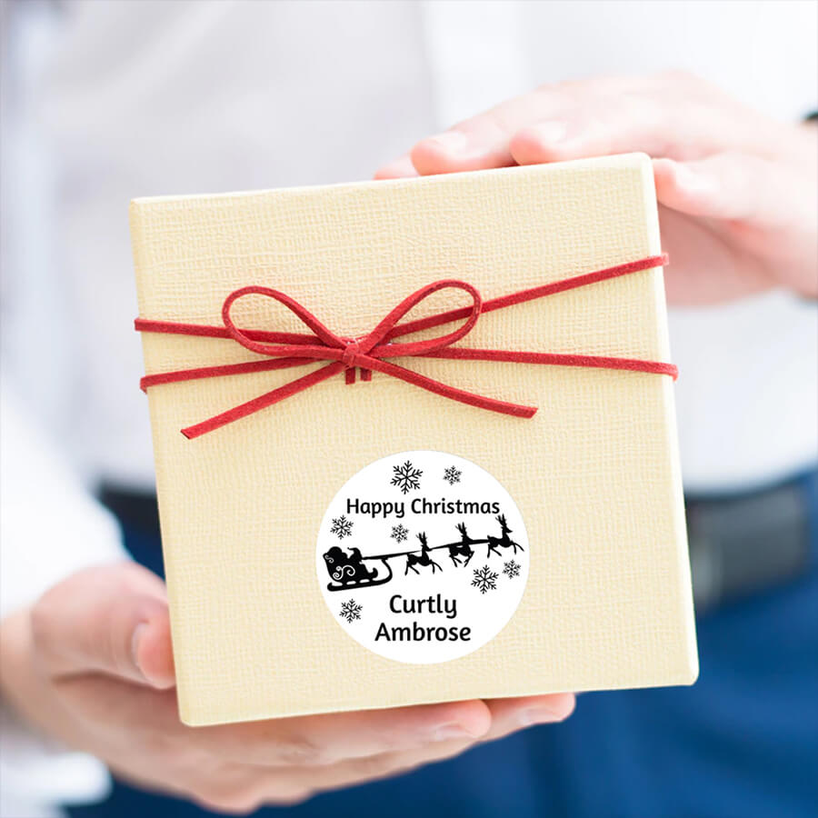 Personalised Christmas Sticker - Round - Snowman