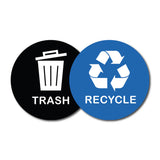 Blue Recycle and Black Trash Logo Bin Sticker