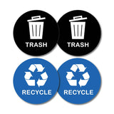 Blue Recycle and Black Trash Logo Bin Sticker