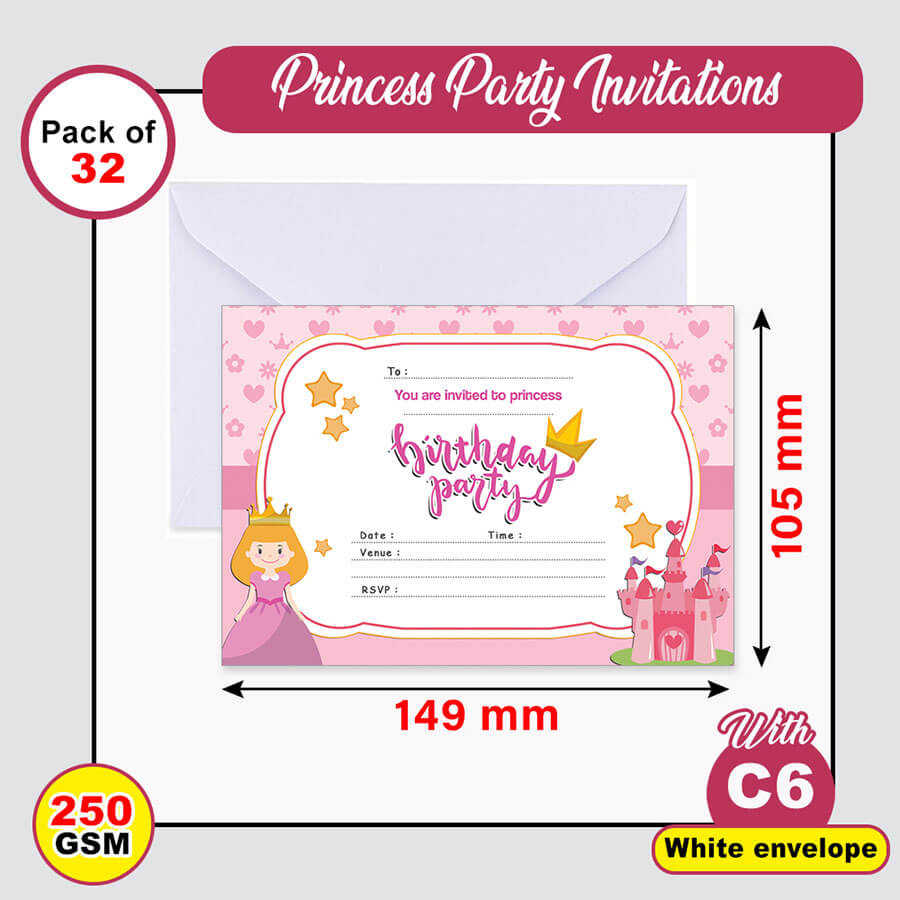 Little Girls Birthday Invitation Cards with Envelopes