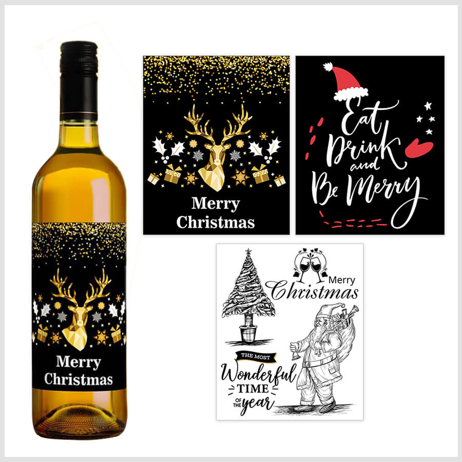 Christmas Wine Label - Classic Santa
