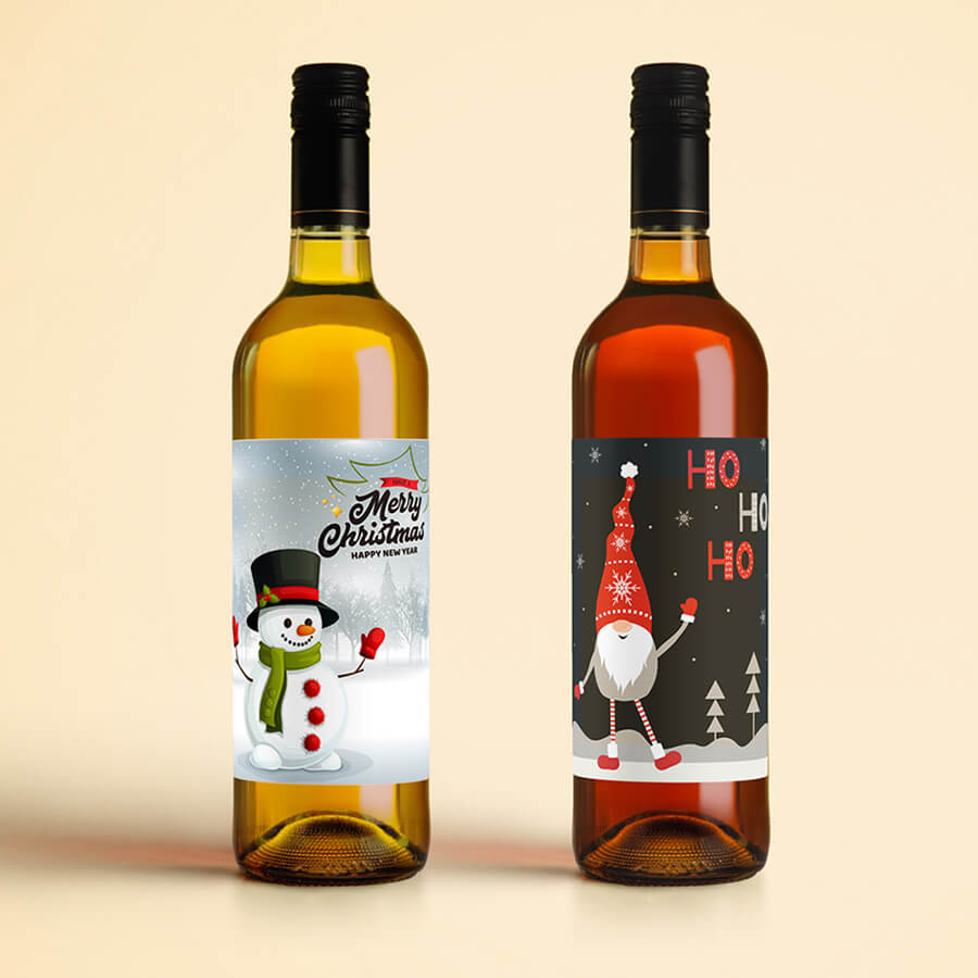 Christmas Wine Label - Snowman