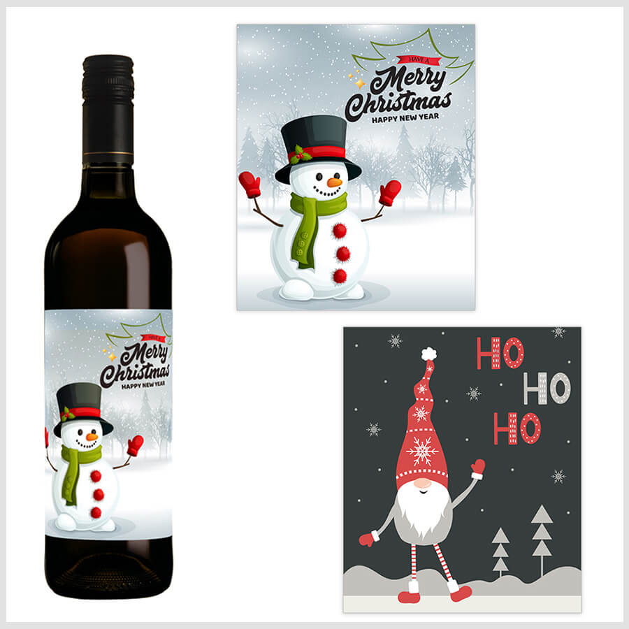 Christmas Wine Label - Snowman