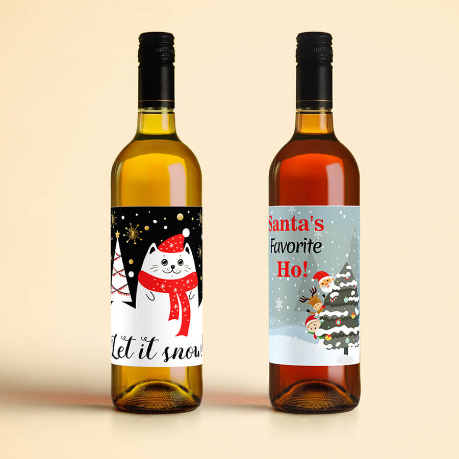 Christmas Wine Label - Ho Gift Label
