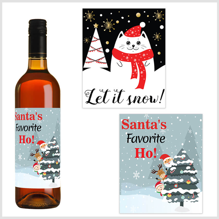 Christmas Wine Label - Ho Gift Label