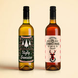 Christmas Wine Label - Ugly Sweater