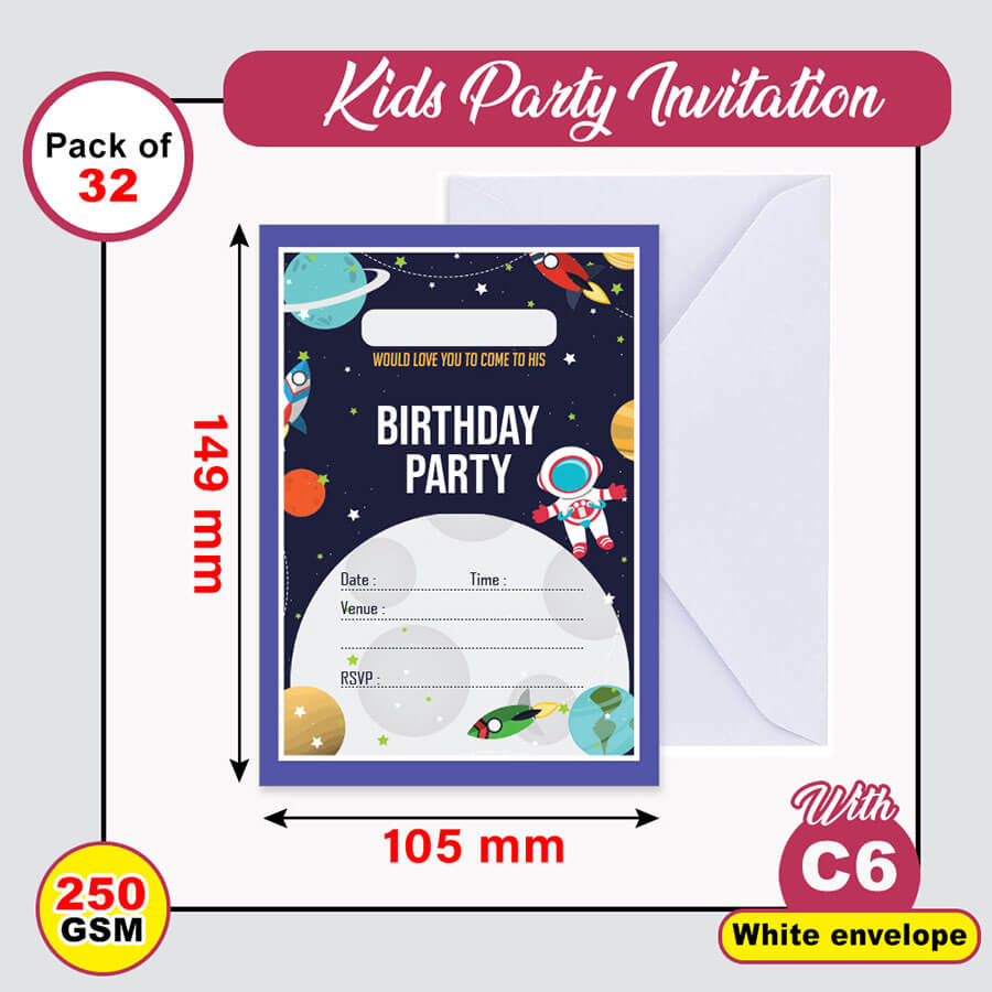 Birthday Boy Invitation Cards Including Envelopes