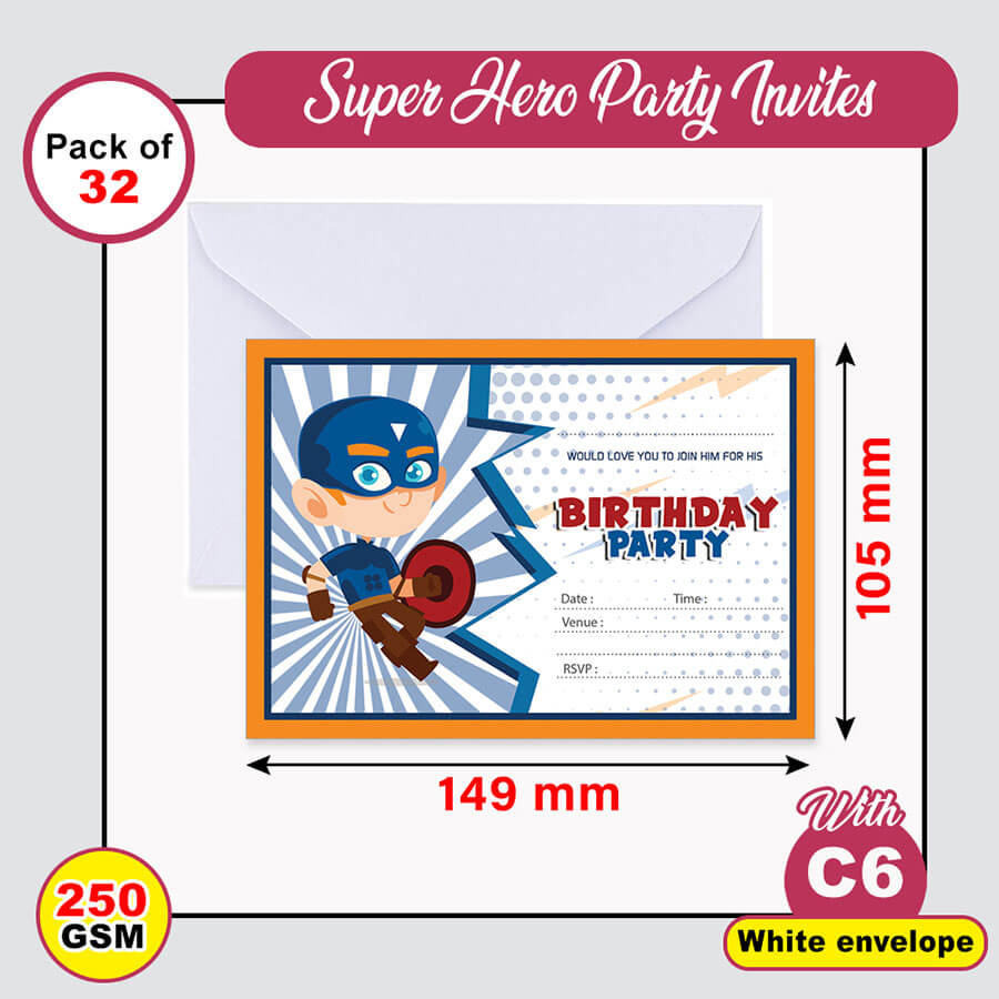 Birthday Boy Invitation Cards Including Envelopes