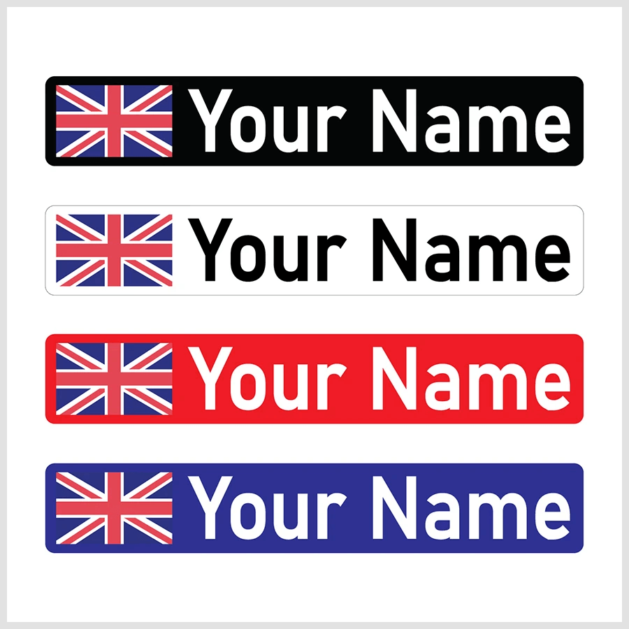 Ride ID Custom UK Flag And Name Stickers