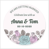 Cherish the Blooms: 30 Personalized Flower Wedding Stickers