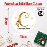 Personalised Christmas  Sticker - Round - Alphabet Santa