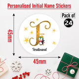 Personalised Christmas  Sticker - Round - Alphabet Santa