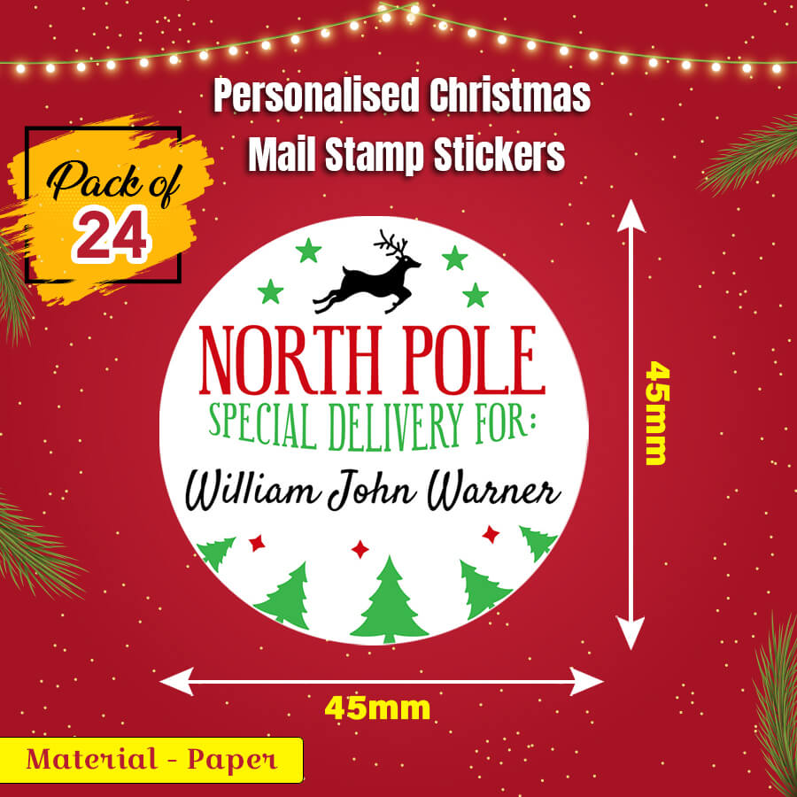 Personalised Christmas Stamp Sticker - Round - Special Delivery